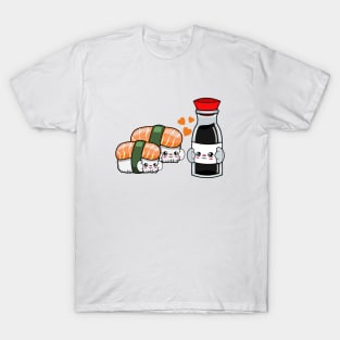 All i need is sushi and soya, Kawaii sushi and soya cartoon. T-Shirt